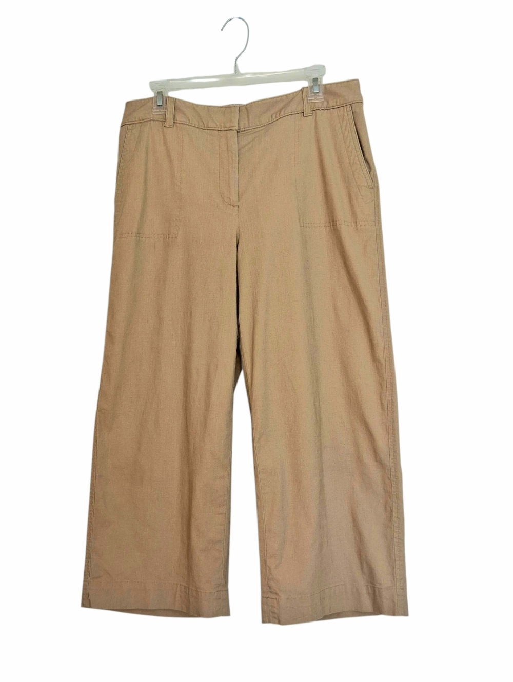 Talbots Cotton Blend Wide Leg High Rise Ankle Pants Sz 10 Tan Beige